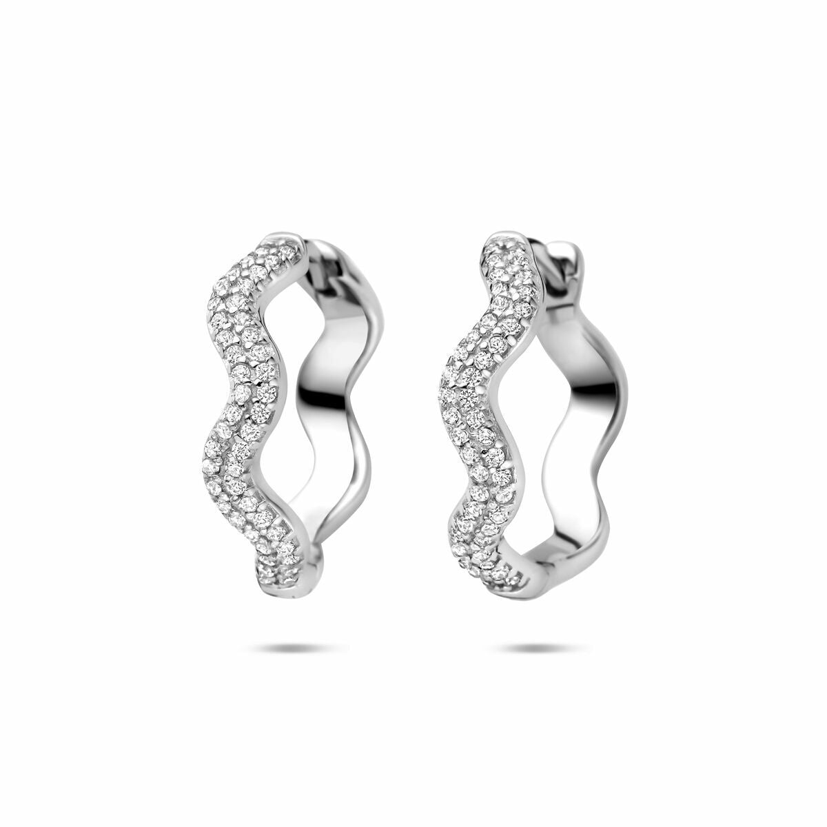 Zilveren gerhodineerde klapoorringen zirkonia 20 mm - 1340877