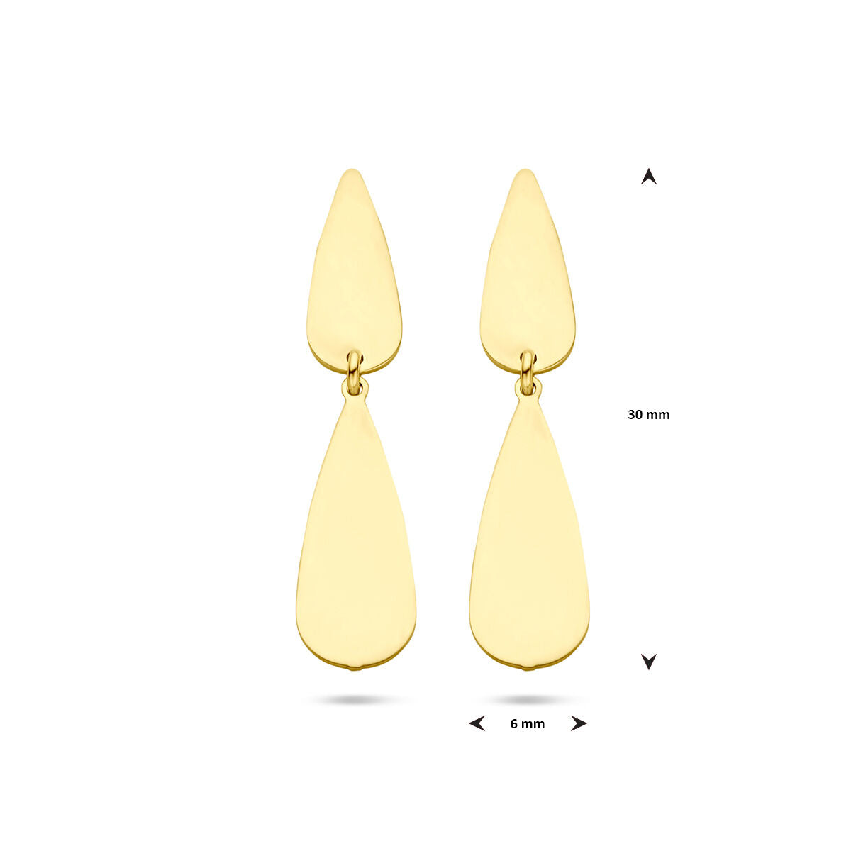 14K geelgouden oorhangers druppel 30 mm - 4033473