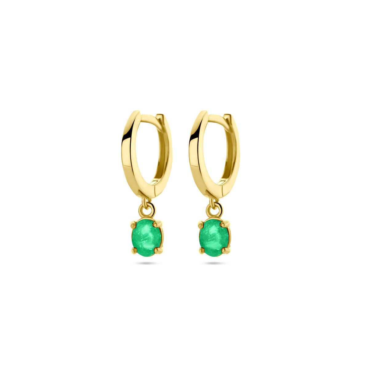 14K geelgouden klapoorringen smaragd 19 mm - 4033280