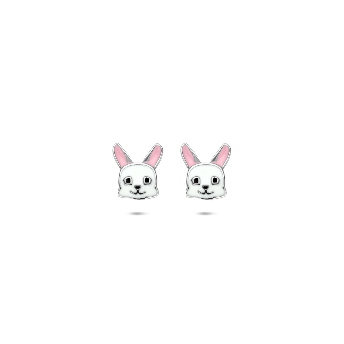 Zilveren gerhodineerde oorknoppen emaille konijn 7 mm - 1341218