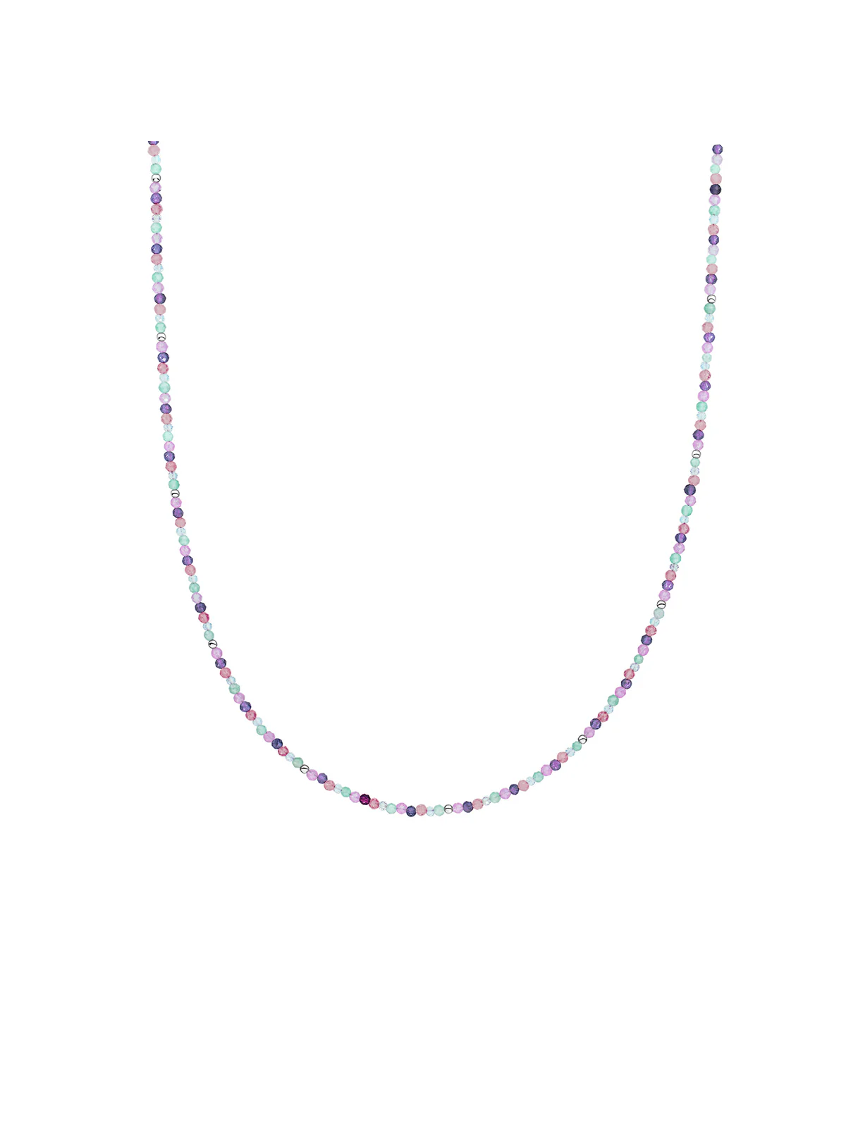 Sparkling Jewels Ketting 2mm Multigem 42cm +2cm NLK04S-MULTI01 Zilverkleurig