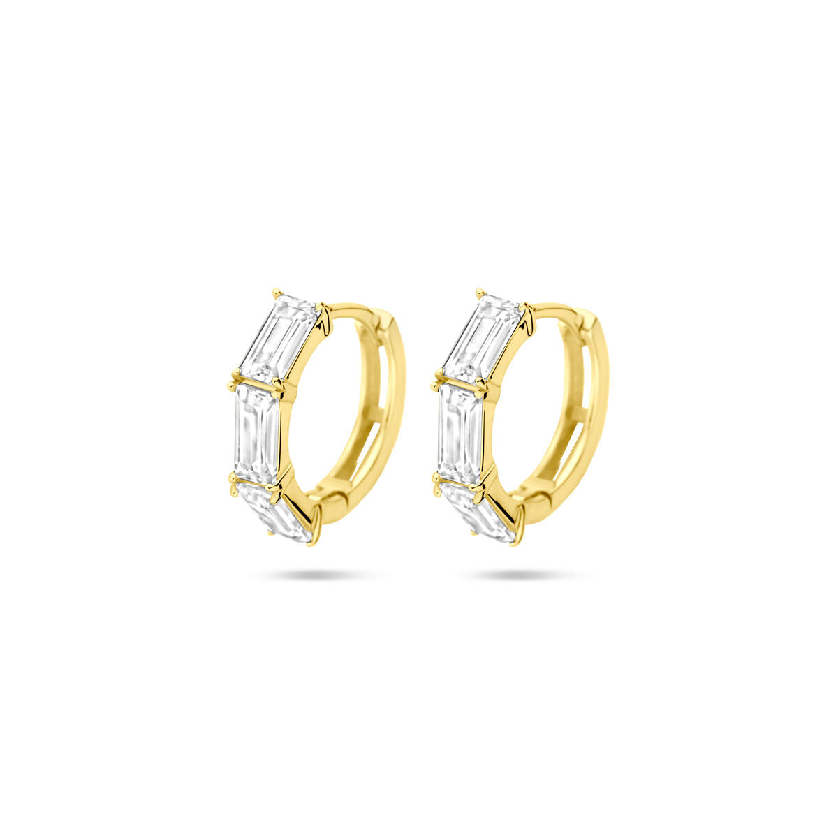 Zilveren vergulde geel klapoorringen zirkonia 15,5 mm 1 micron - 2104003