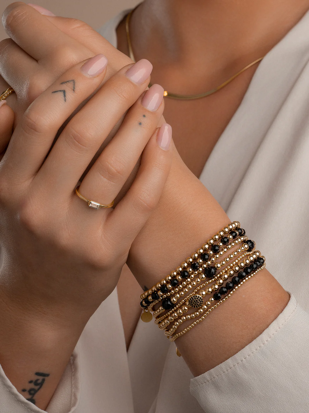Sparkling Jewels Armband Onyx Interstellar - Gold 3mm SBG-GEM07-3MM-MIX - PansiteNederland.nl