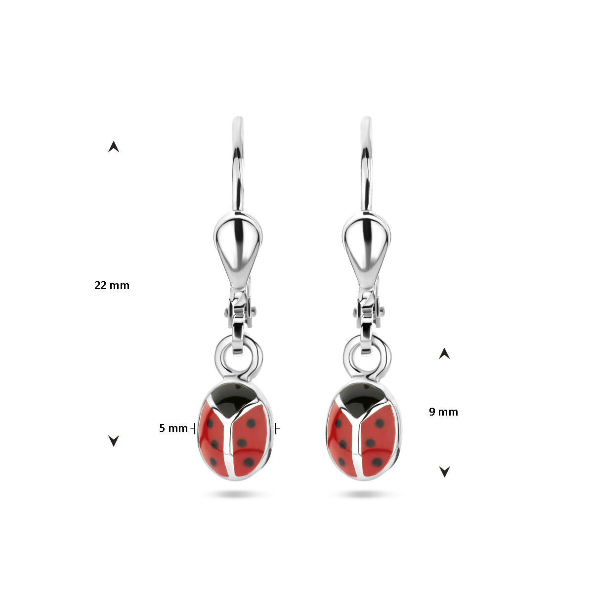 Fantasy Collection Hangende oorbellen emaille lieveheersbeestje zilver