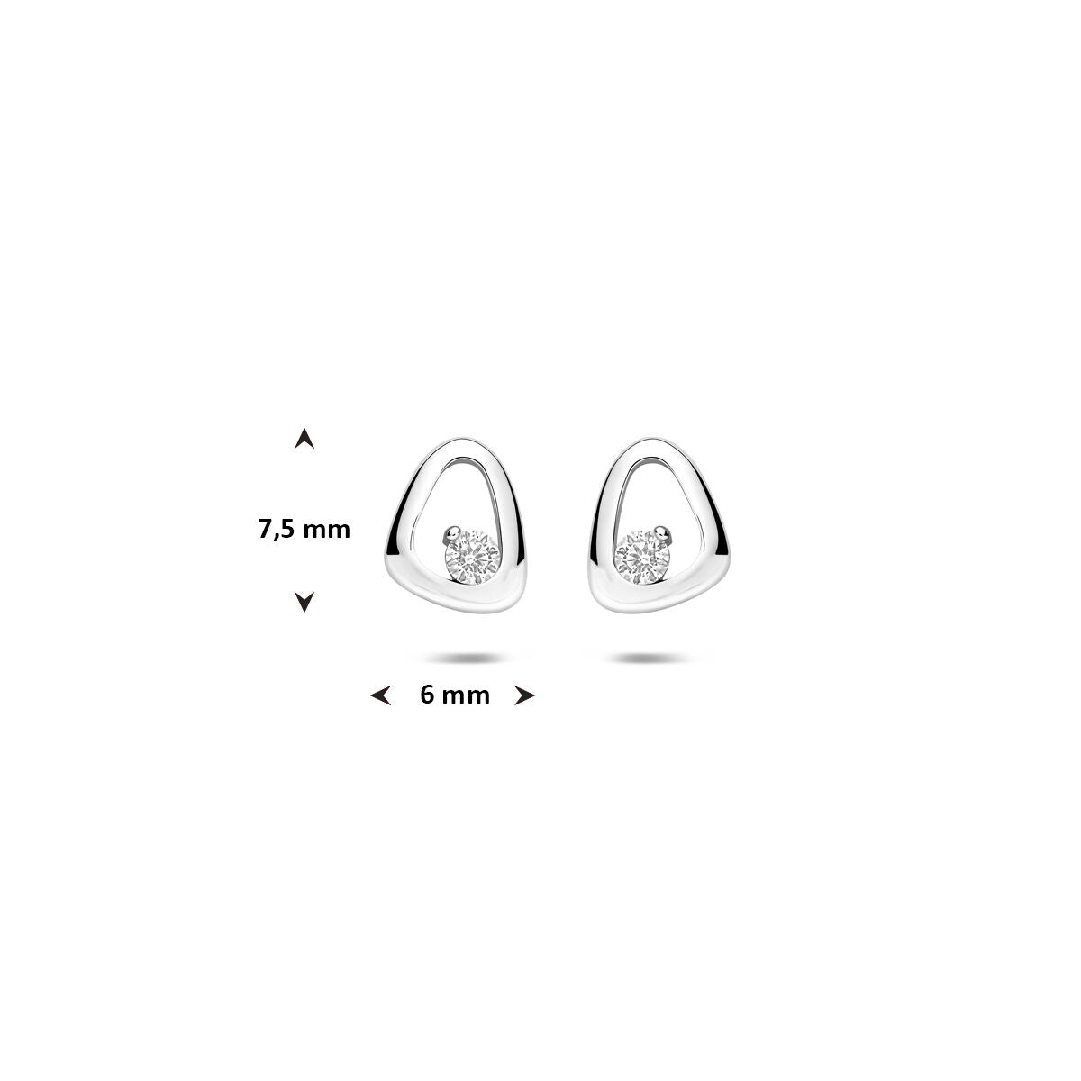 Zilveren gerhodineerde oorknoppen zirkonia 7,5 mm - 1341845
