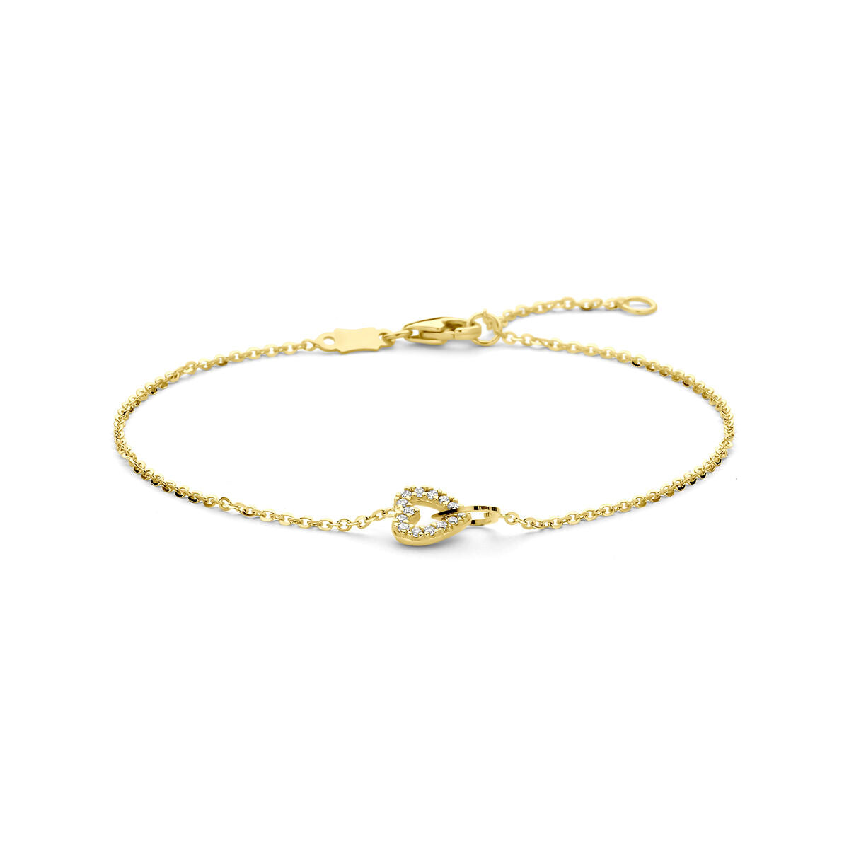 Fantasy Collection Armband hartje zirkonia 16 - 18 cm 14K geelgoud