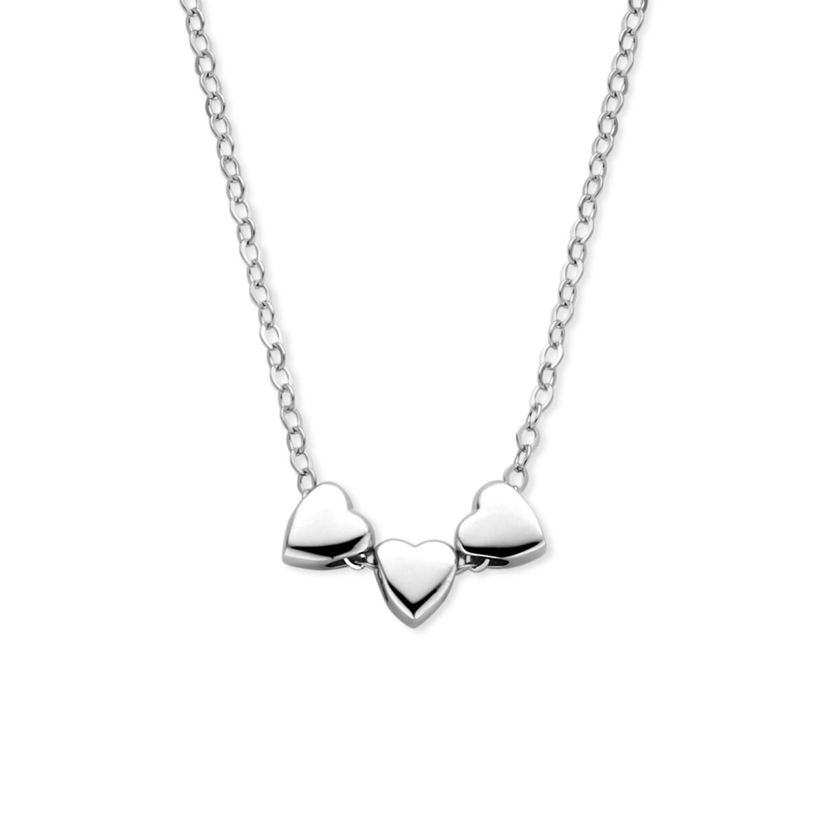 Fantasy Collection Collier 3 hartjes 41 + 4 cm zilver