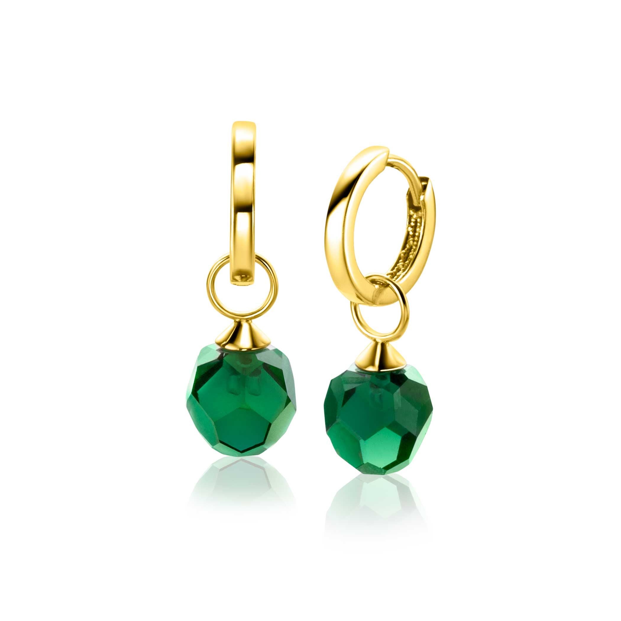 ZINZI 14K Gouden Oorbedels met Groene Zirkonia ZGCH144G