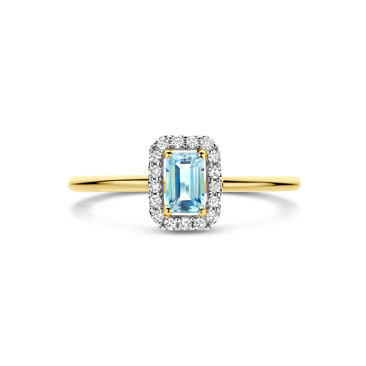 Fantasy Collection Ring aquamarijn en diamant 0.08ct h si 14K geelgoud