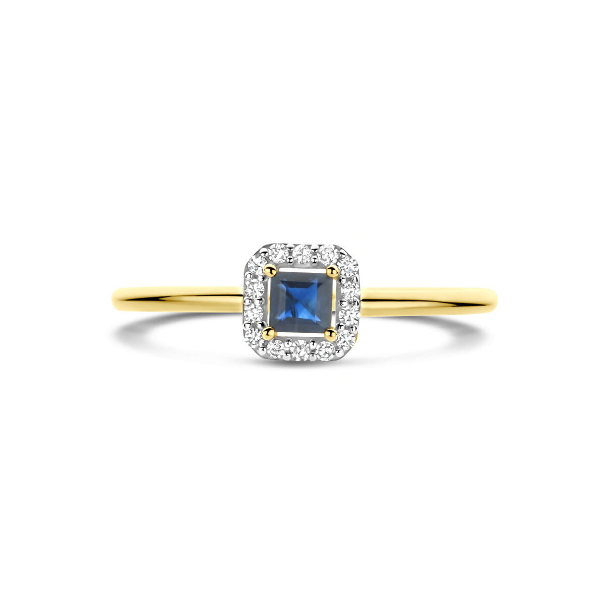 Fantasy Collection Ring saffier en diamant 0.07ct h si 14K geelgoud