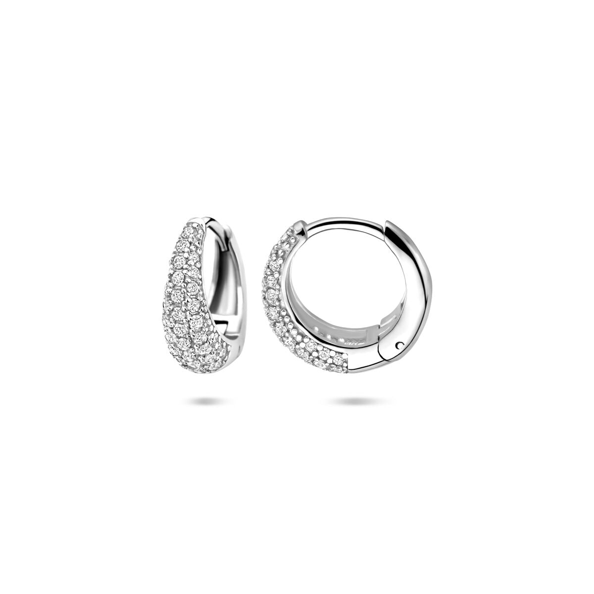Zilveren gerhodineerde klapoorringen zirkonia 12,5 mm - 1341120