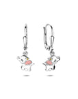 Zilveren gerhodineerde oorhangers olifant zirkonia brisur haak 23 mm - 1341848