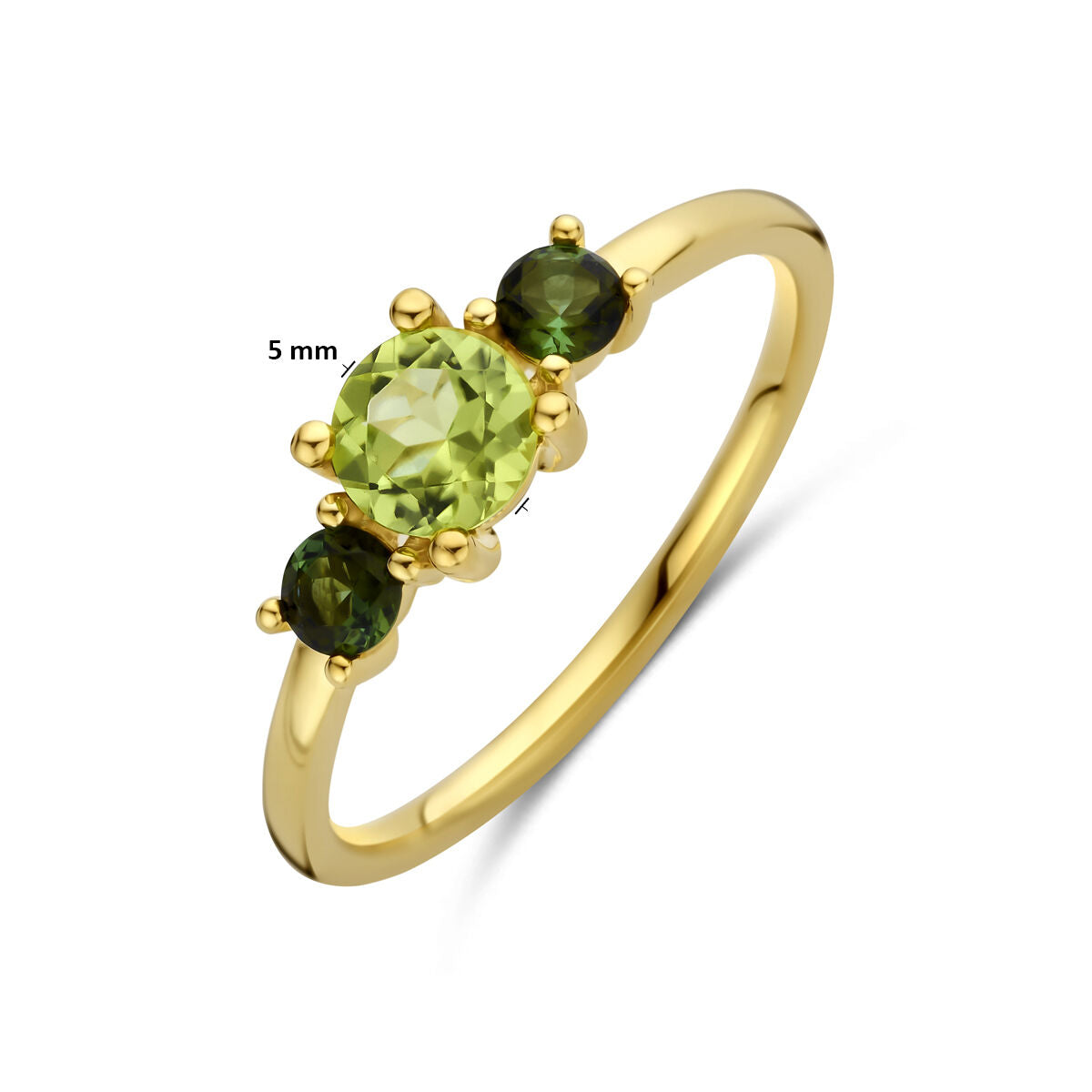 Fantasy Collection Ring peridot en groen toermalijn 14K geelgoud
