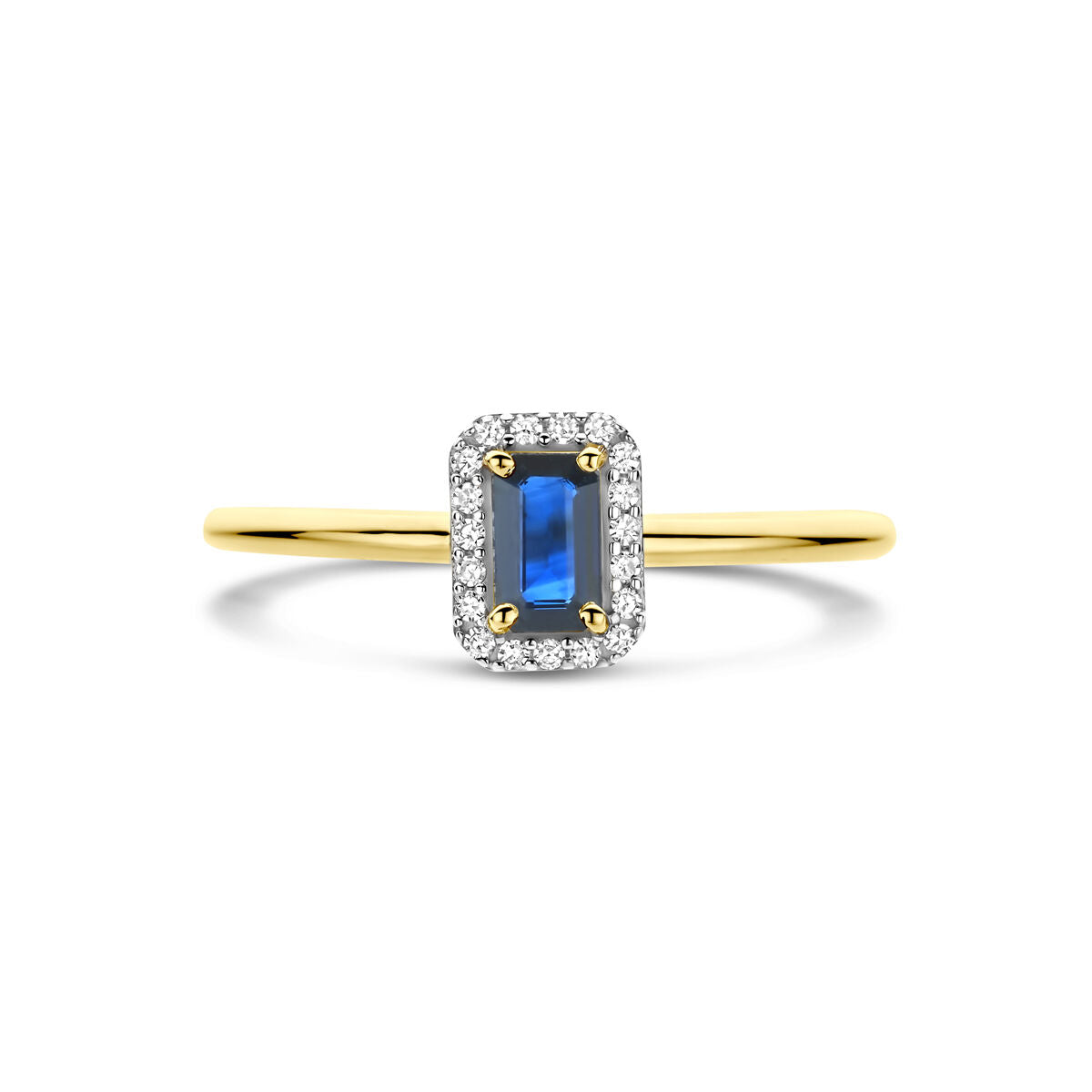 Fantasy Collection Ring saffier en diamant 0.06ct h si 14K geelgoud