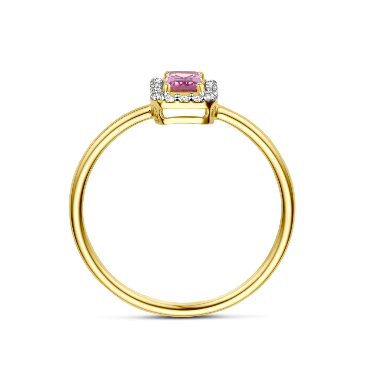 Fantasy Collection Ring roze toermalijn en diamant 0.08ct h si 14K geelgoud