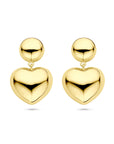 Zilveren vergulde geel oorhangers hartjes 32 mm 1 micron - 2104000