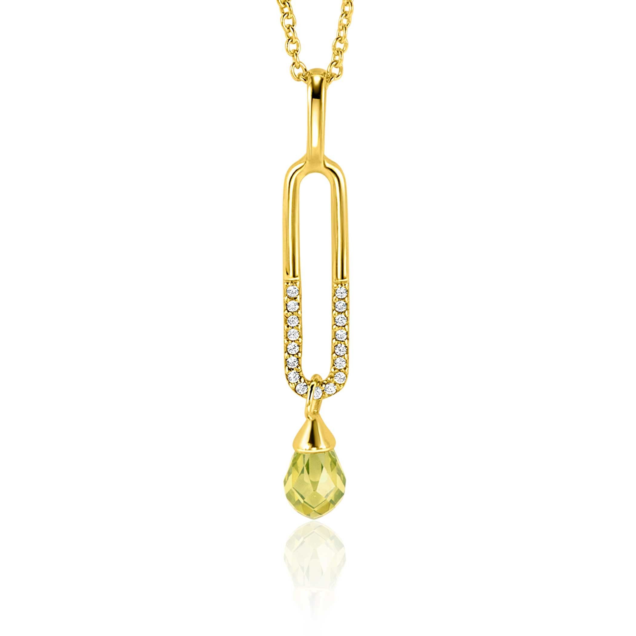 ZINZI Verguld Zilveren Hanger met Groene Peridot - ZIH2430