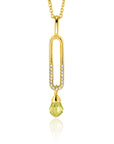Zinzi gold plated zilveren hanger met trendy open ovale vorm en peervormige hanger groen peridot ZIH2430 (zonder collier) - PansiteNederland.nl