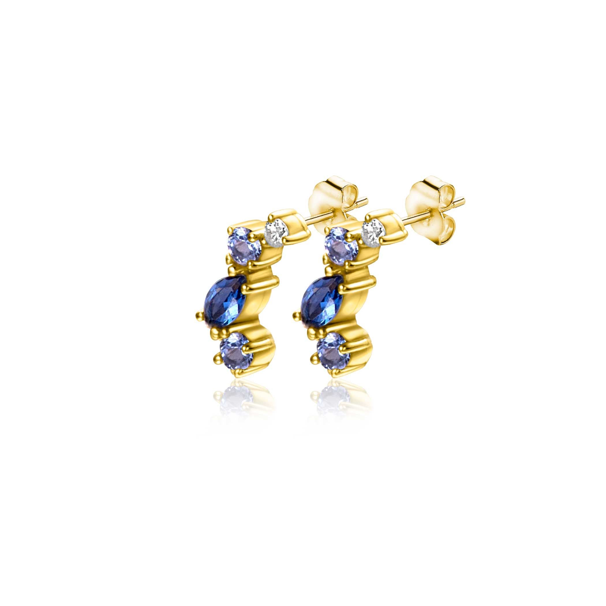 ZINZI 14K Gouden Oorknoppen met Blauwe Zirkonia ZGO381 oorbellen
