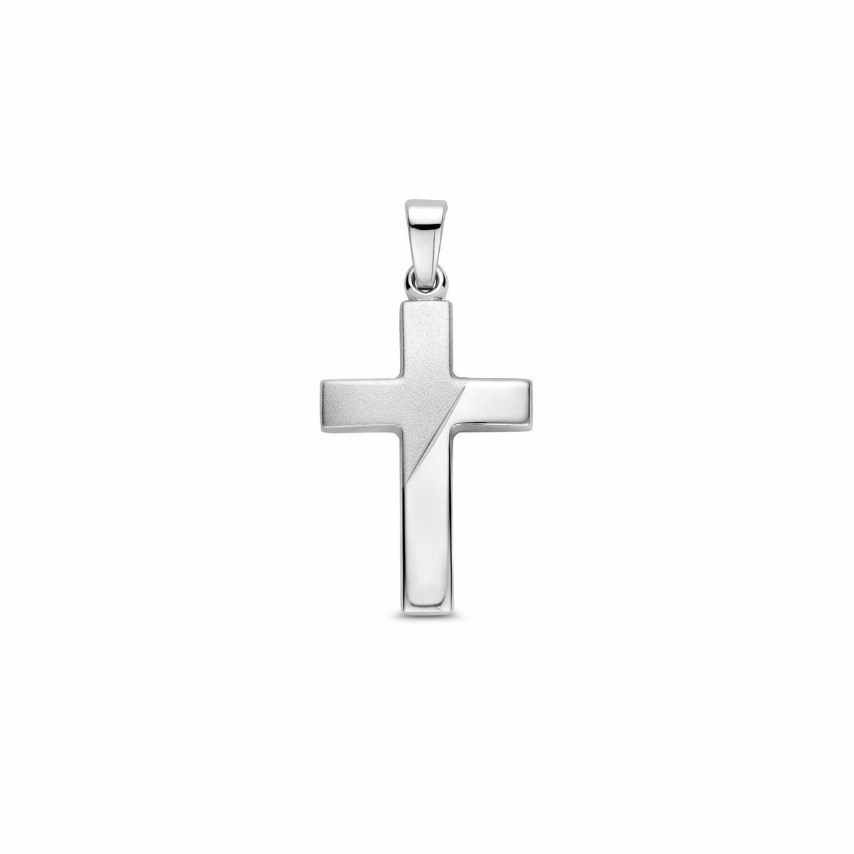 Fantasy Collection Hanger kruis poli/mat gediamanteerd 24 mm zilver