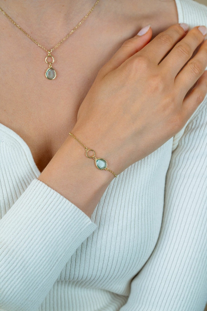 ZINZI Verguld Zilveren Armband met Blauwe Kleursteen - ZIA2716G