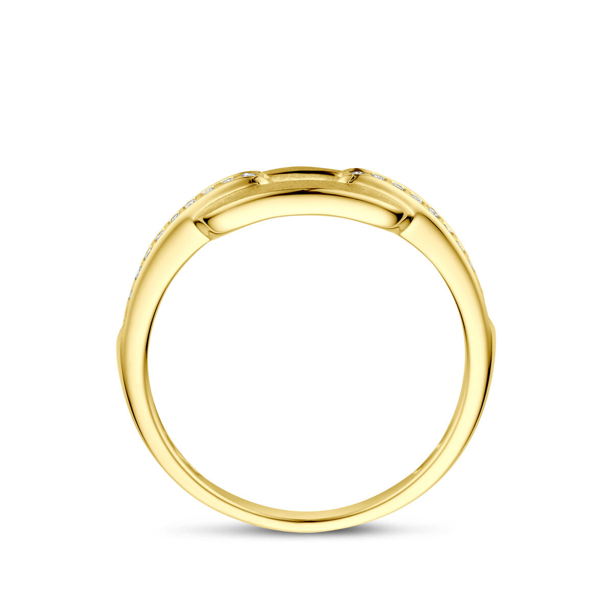 Fantasy Collection Ring poli/mat diamant 0.08ct h si 14K geelgoud