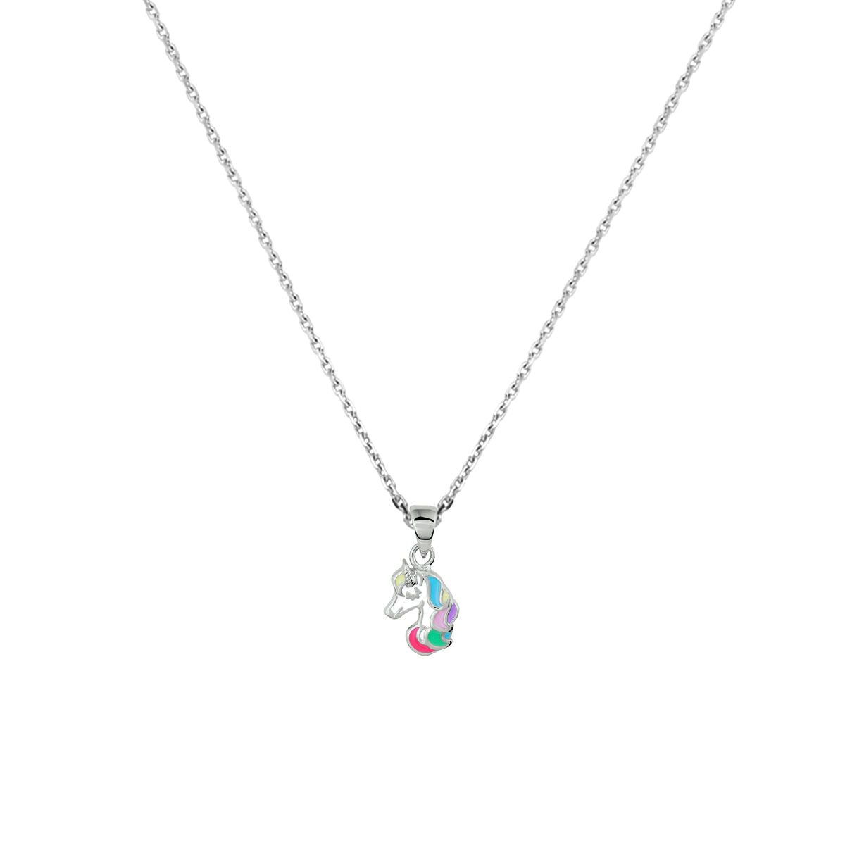 Fantasy Collection Collier eenhoorn emaille 36 + 4 cm zilver