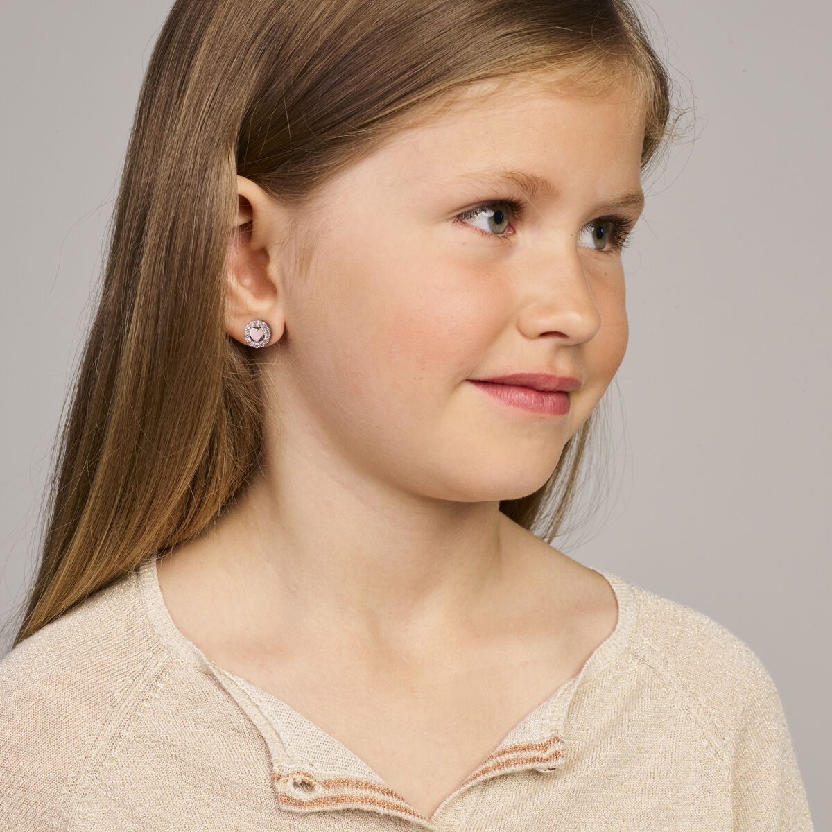 Zilveren gerhodineerde oorknoppen emaille hart zirkonia 7 mm - 1341275