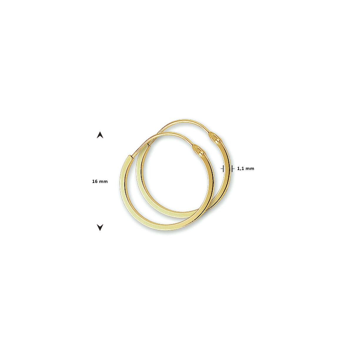 Fantasy Collection Oorbellen 1,1 mm vierkant 14K geelgoud