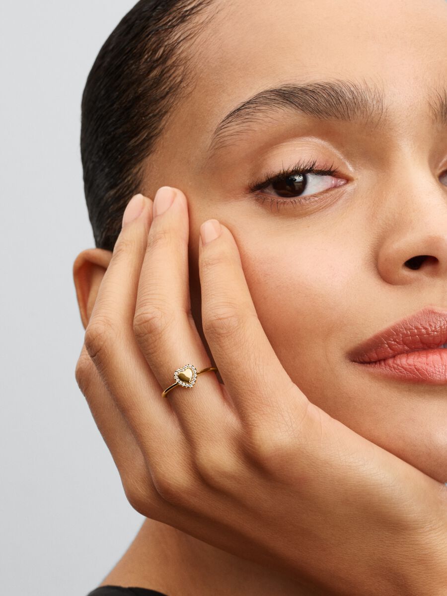 Pandora Graveerbaar Hart Halo Ring goudverguld - 163801C01