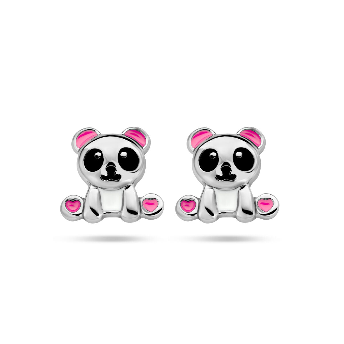 Fantasy Collection Oorbellen emaille panda zilver