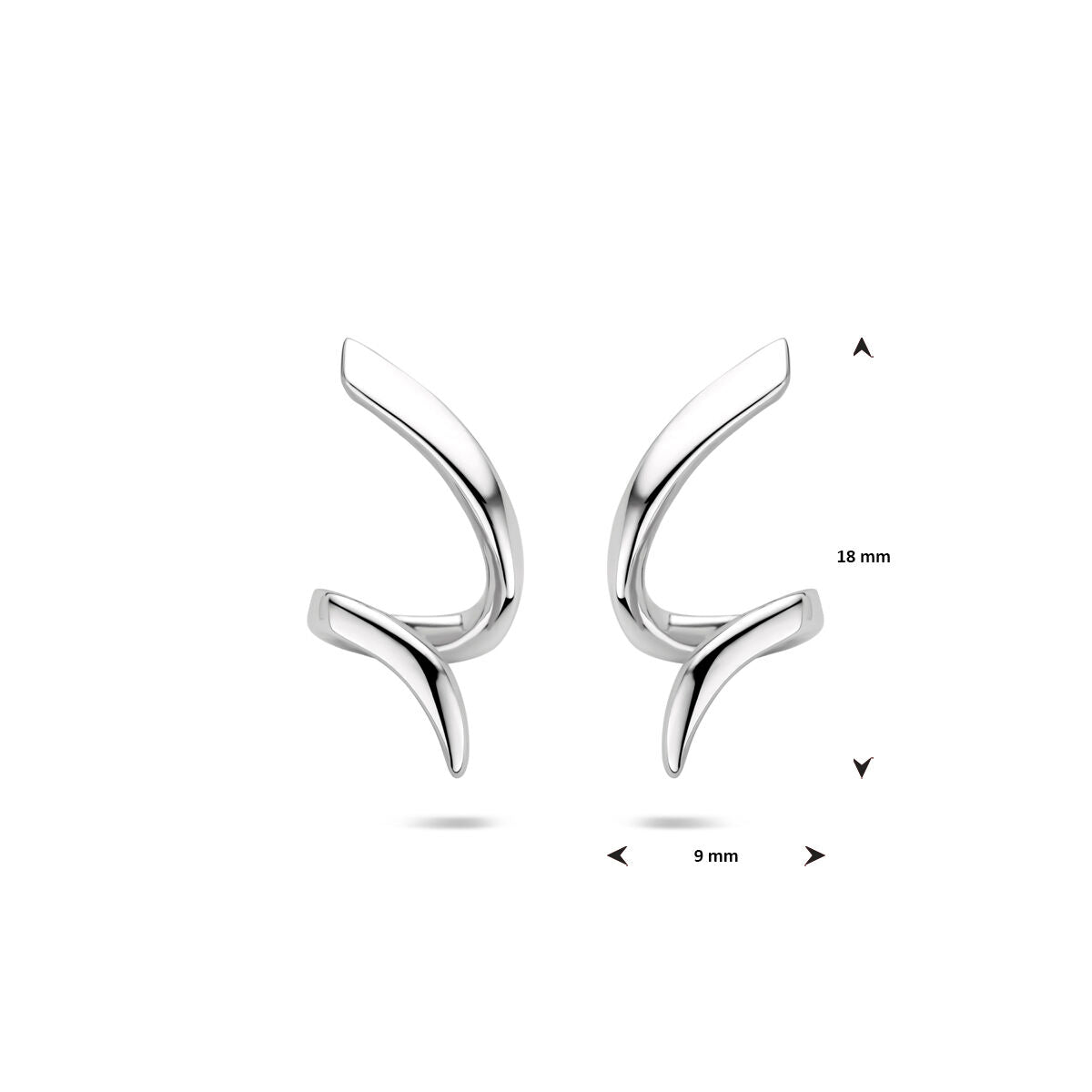 Zilveren gerhodineerde oorknoppen gedraaid 18 mm - 1340790