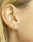 14k Bicolor gouden Klapoorringen zirkonia - 4022460
