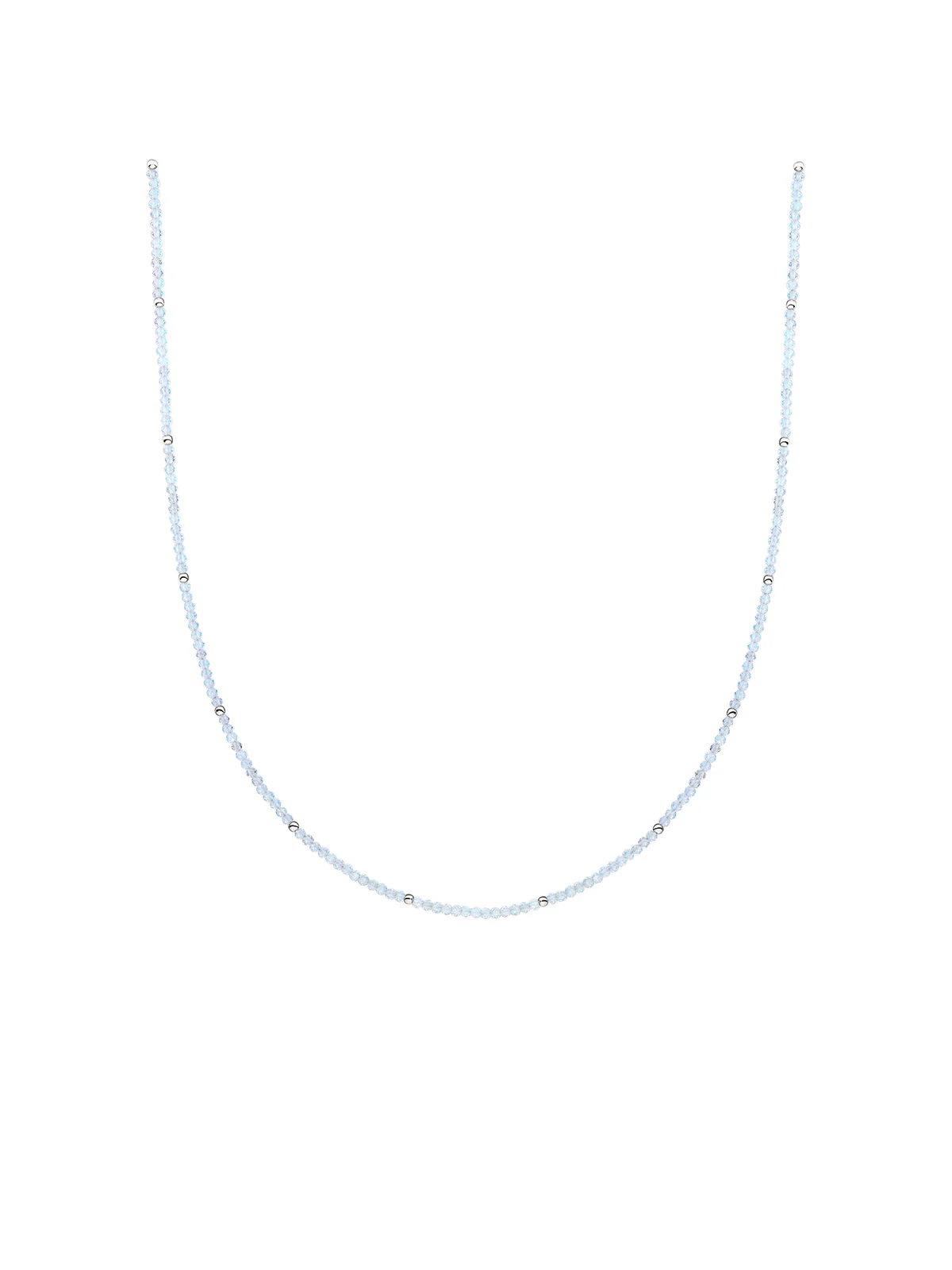 Sparkling Jewels Ketting 2mm Opaliet 42cm +2cm NLK04S-G14 Zilverkleurig