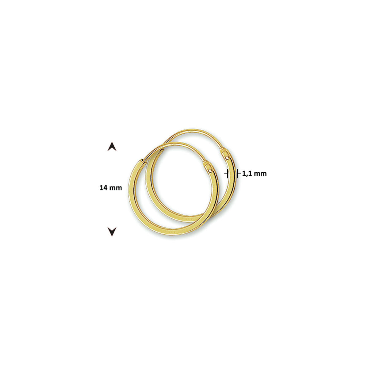 Fantasy Collection Oorbellen 1,1 mm vierkant 14K geelgoud