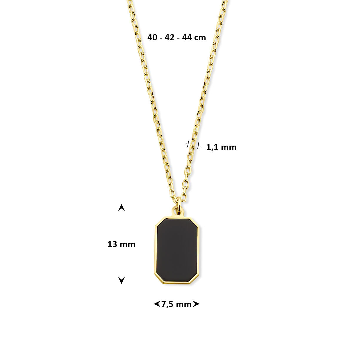 Fantasy Collection Collier onyx 40 - 42 - 44 cm 14K geelgoud
