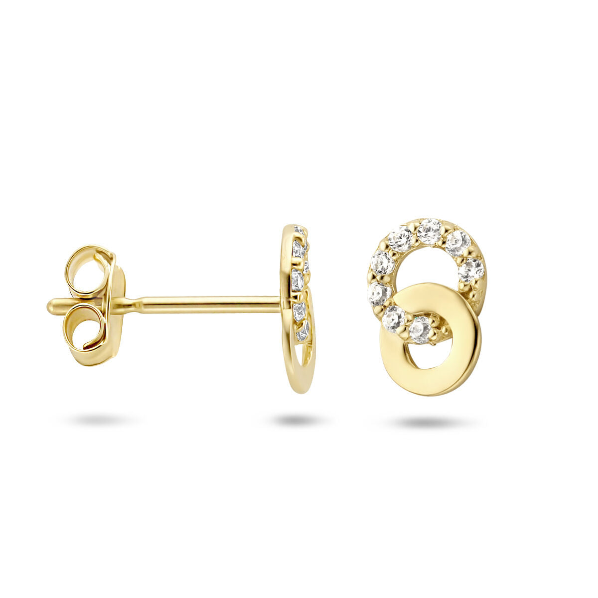 9K Geelgouden oorknoppen zirkonia 6,5 mm - 8000203