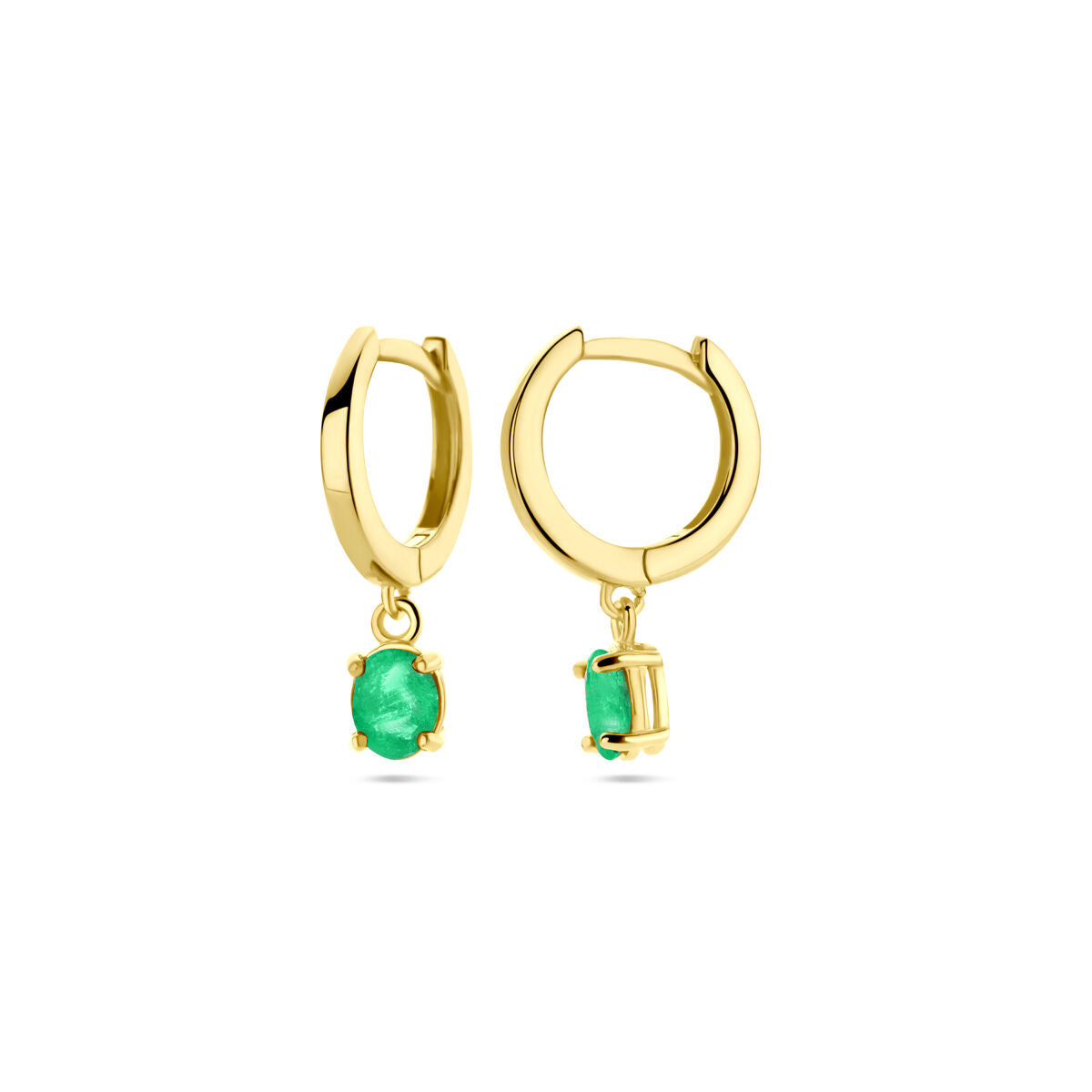 14K geelgouden klapoorringen smaragd 19 mm - 4033280