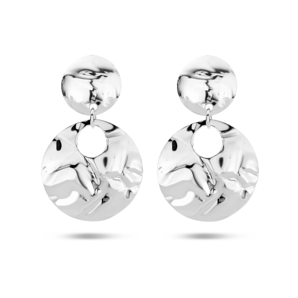 Fantasy Collection Hangende oorbellen gehamerd zilver