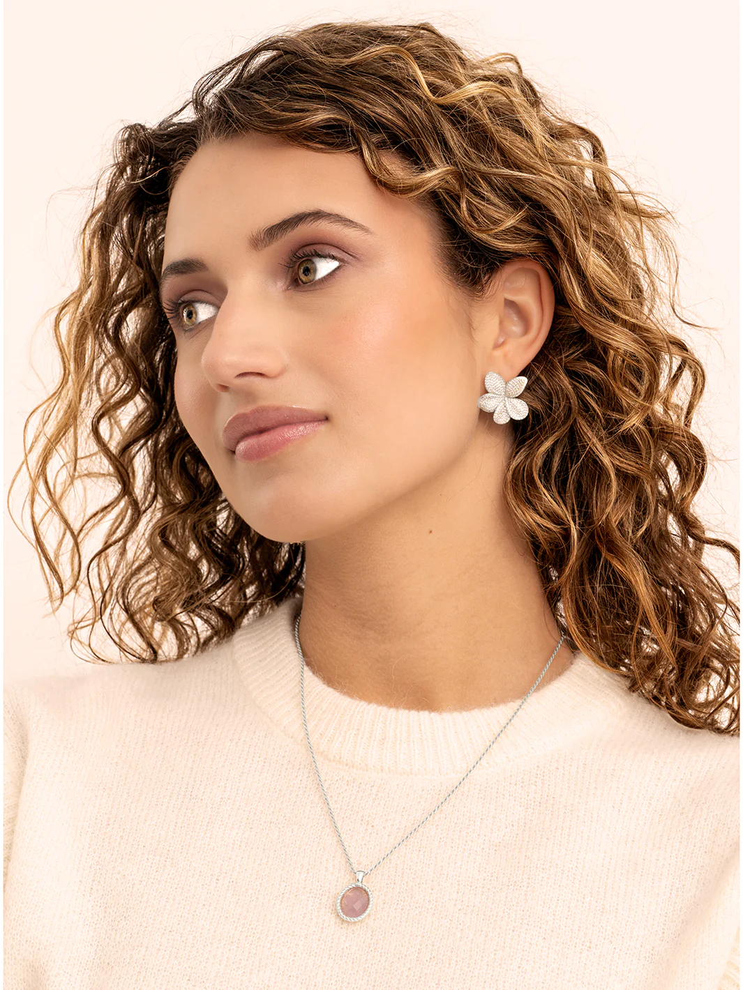 Sparkling Jewels Oorknoppen Flora zirkonia EAS38 Zilverkleurig