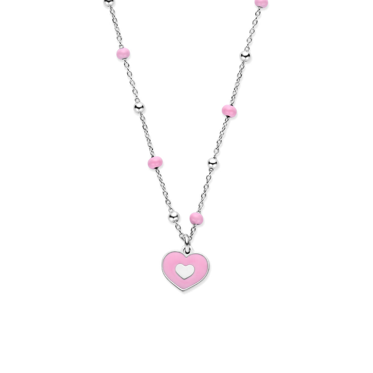 Fantasy Collection Collier emaille hartje 36 + 4 cm zilver