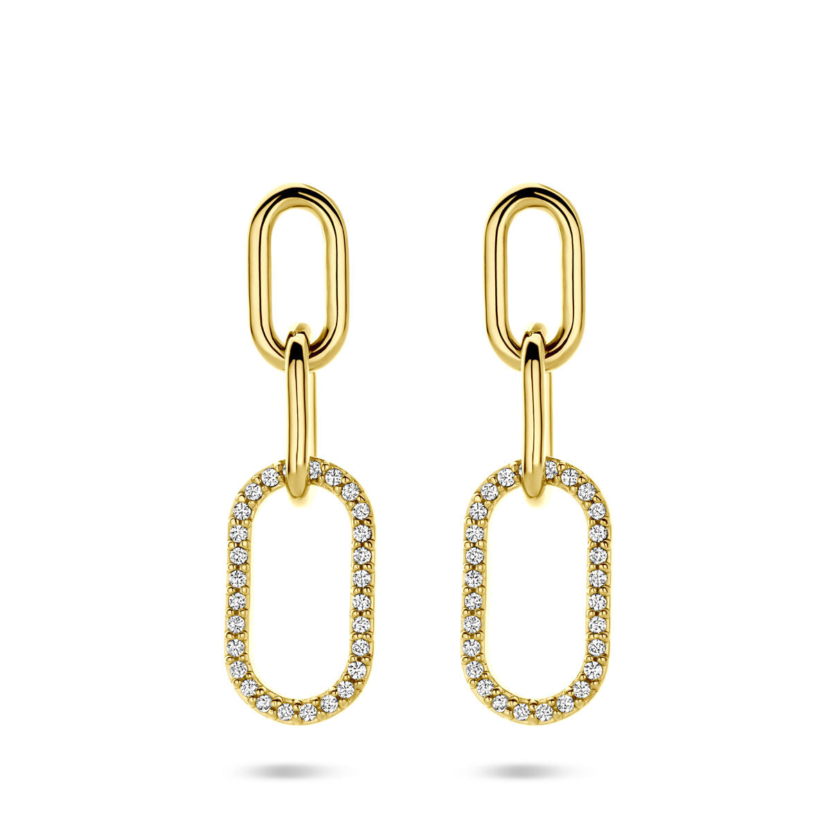 Zilveren vergulde geel oorhangers zirkonia 30 mm 1 micron - 2104029