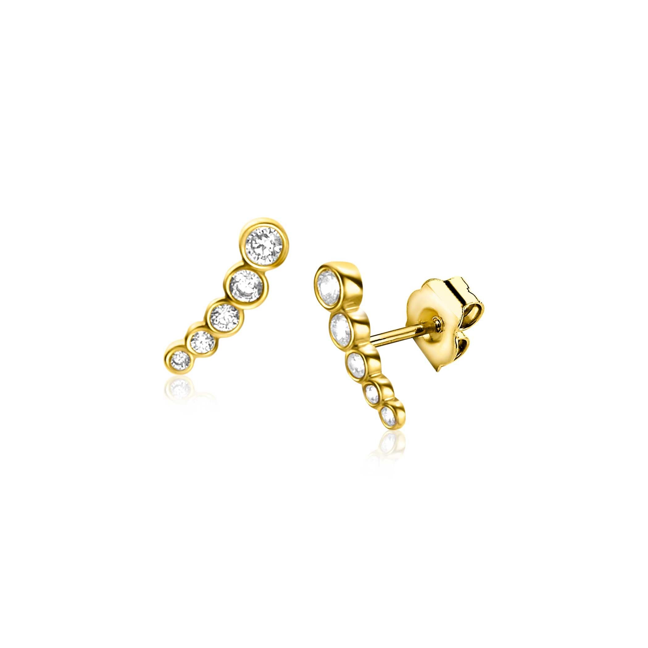 ZINZI 14K Gouden Oorknoppen met Witte Zirkonia ZGO413 oorbellen