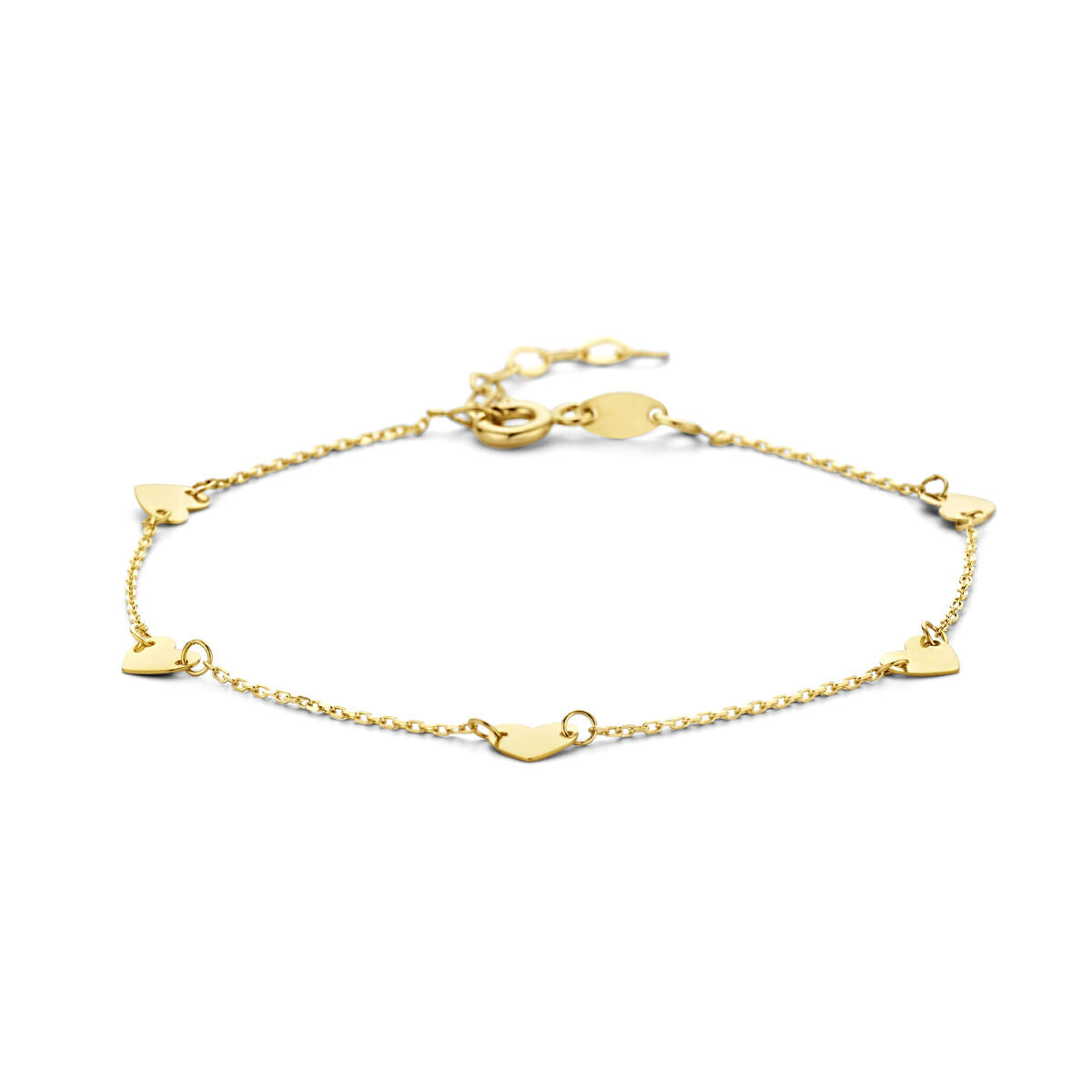 Fantasy Collection 9K armband hartjes 16,5 + 2 cm 9K geelgoud
