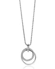 Zinzi zilveren hanger, waarbij twee grote ronde ringen met elkaar verweven zijn. Bezet met witte zirkonia's ZIH2431 (zonder collier) - PansiteNederland.nl