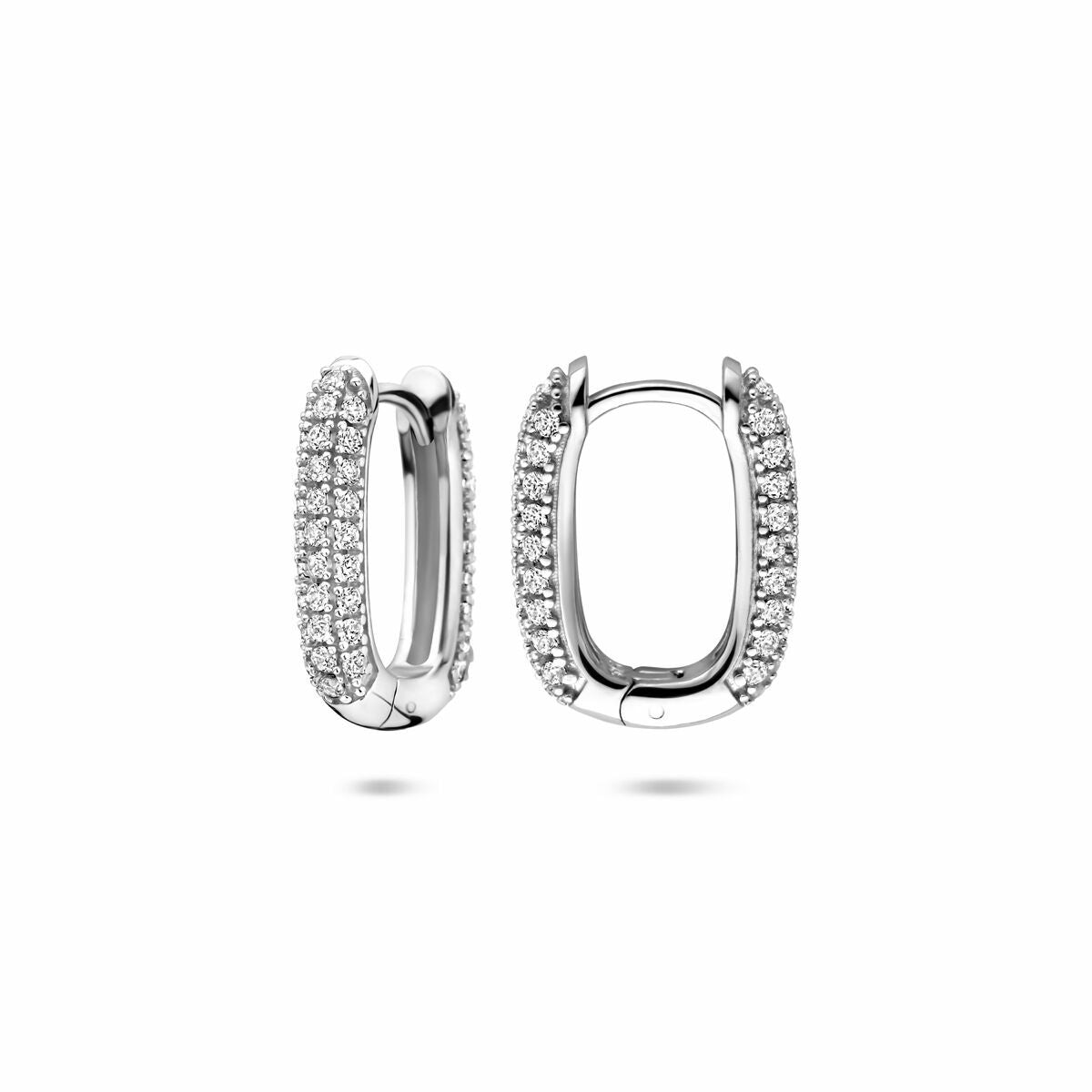 Zilveren gerhodineerde klapoorringen zirkonia 16,5 mm - 1341118