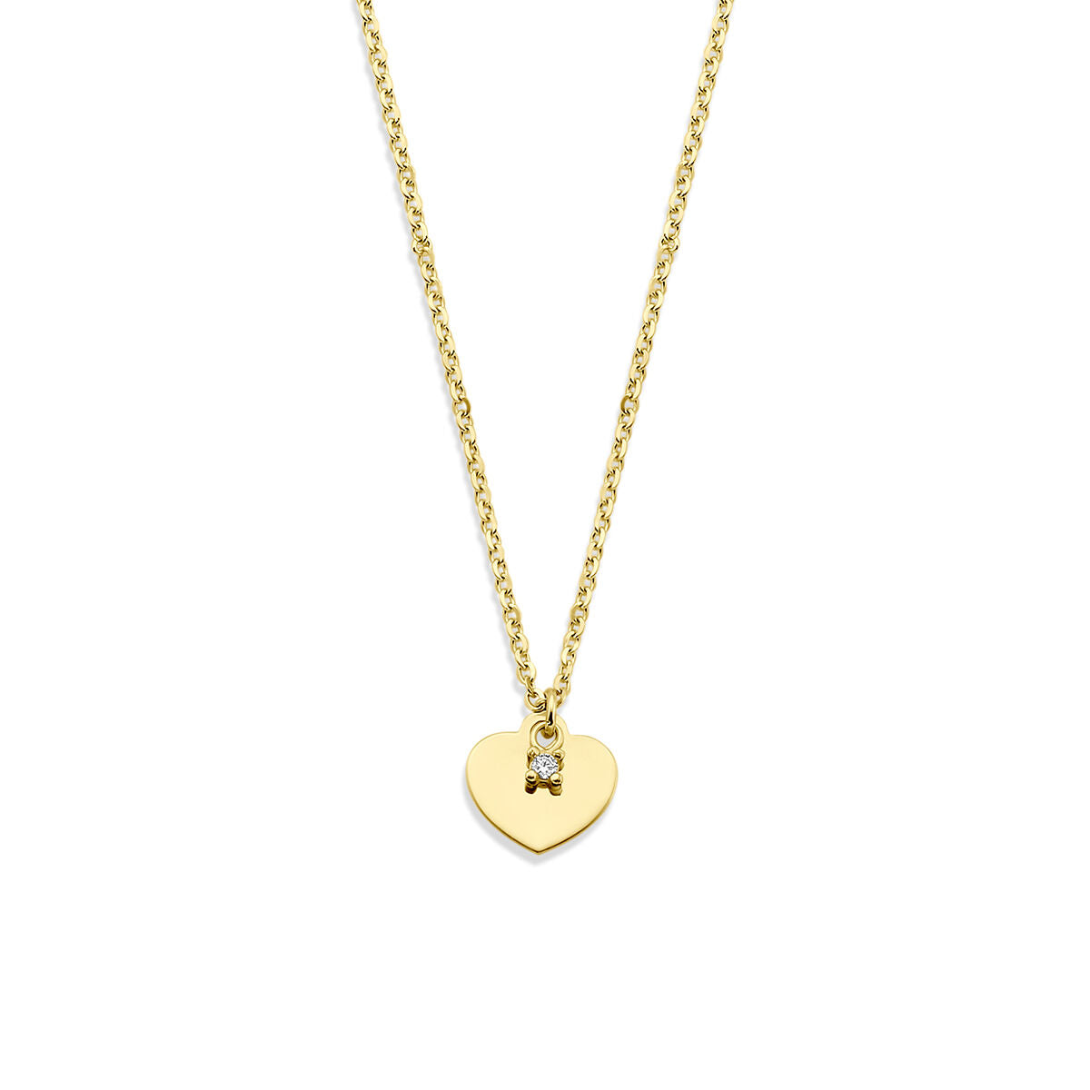 Fantasy Collection Collier hartje zirkonia 40 - 42 - 44 cm 14K geelgoud