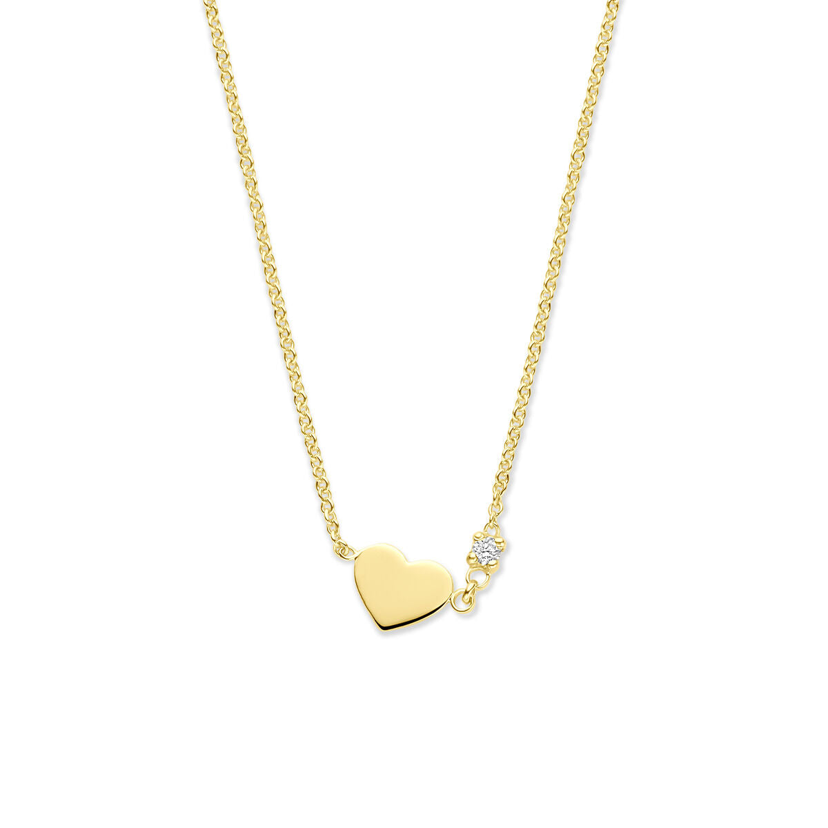 Fantasy Collection Collier hartje diamant 0.02ct h si 40 + 4 cm 14K geelgoud