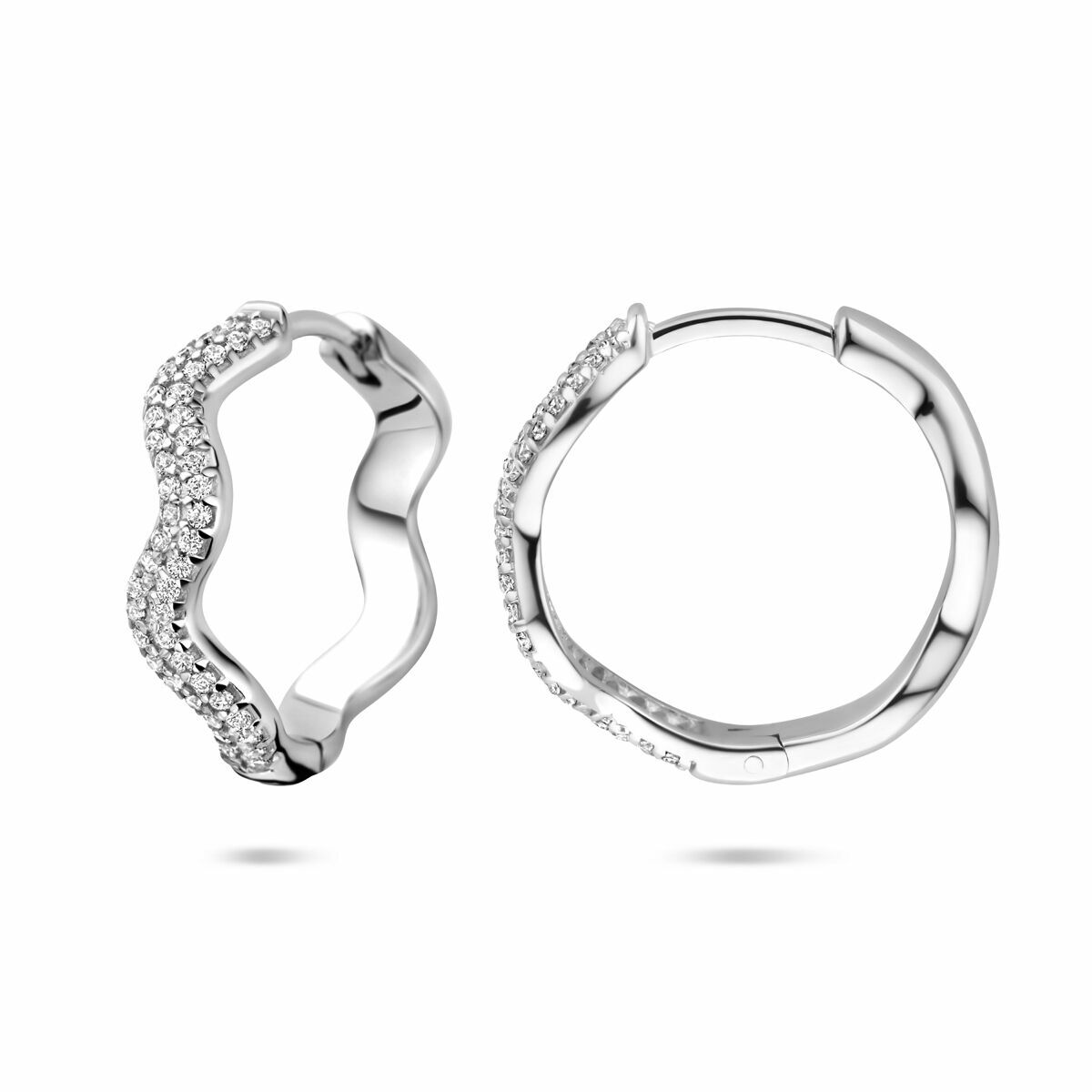 Zilveren gerhodineerde klapoorringen zirkonia 20 mm - 1340877