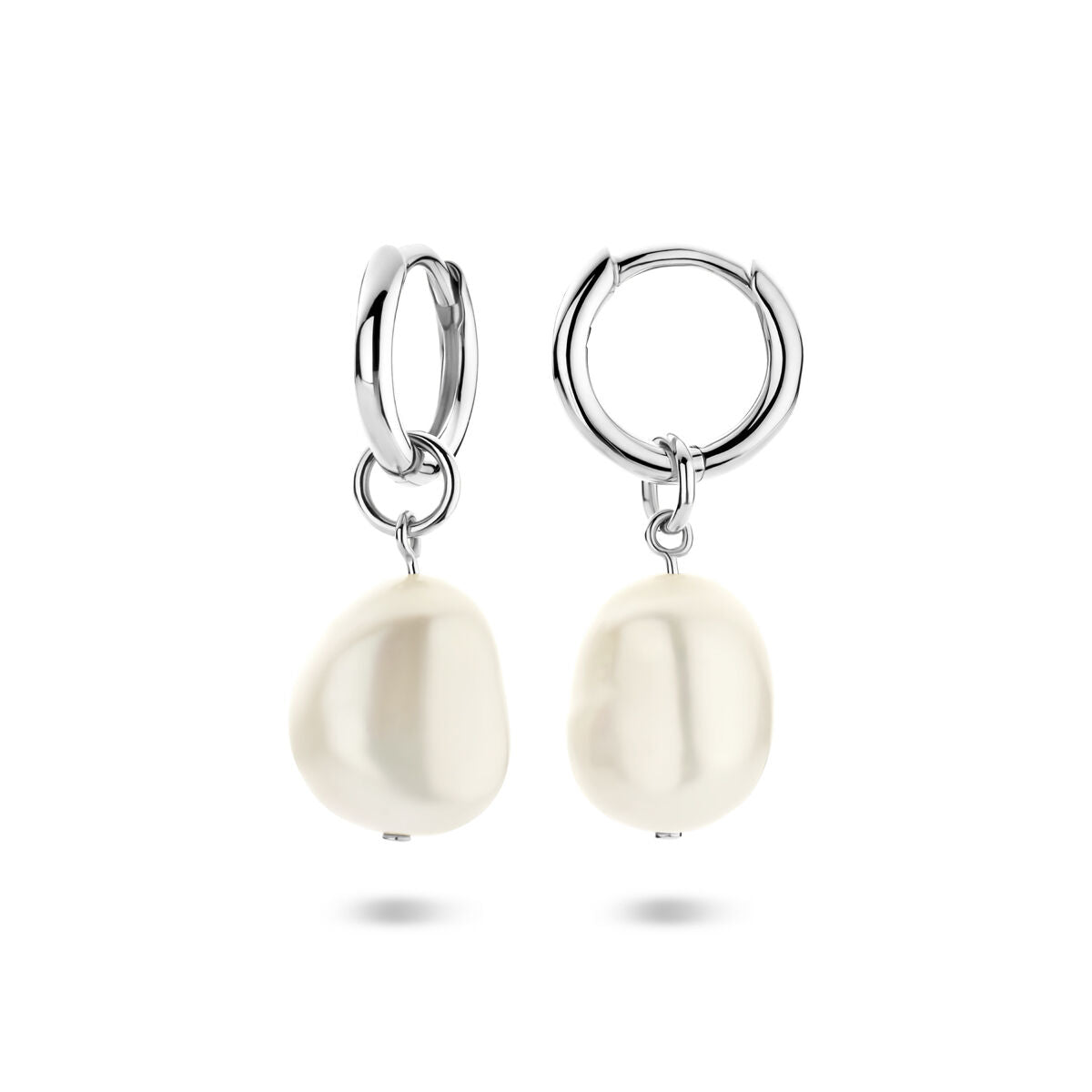 Zilveren gerhodineerde klapoorringen parel 25 mm - 1340989